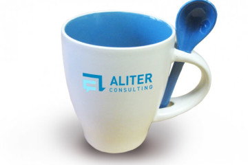 Tampónová potlač logo Aliter na šálku