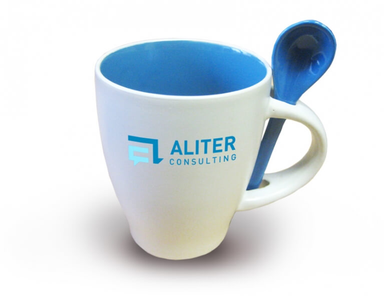 Tampónová potlač logo Aliter na šálku