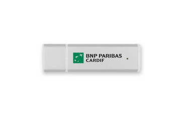 Tampónová potlač logo BNP Paribas Cardif na USB kľúč