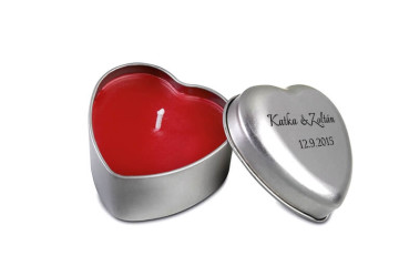 Tampónová potlač logo Katka & Zoltán na obale sviečky 2