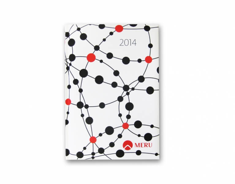 Tampónová potlač logo Meru na menu kartu