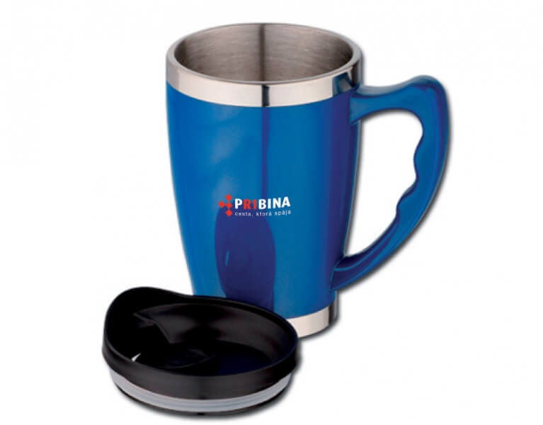 Tampónová potlač logo Pribina na termohrnček