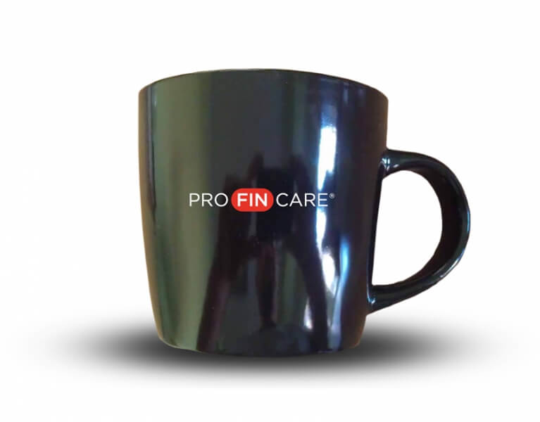Tampónová potlač logo Pro fin care na šálku
