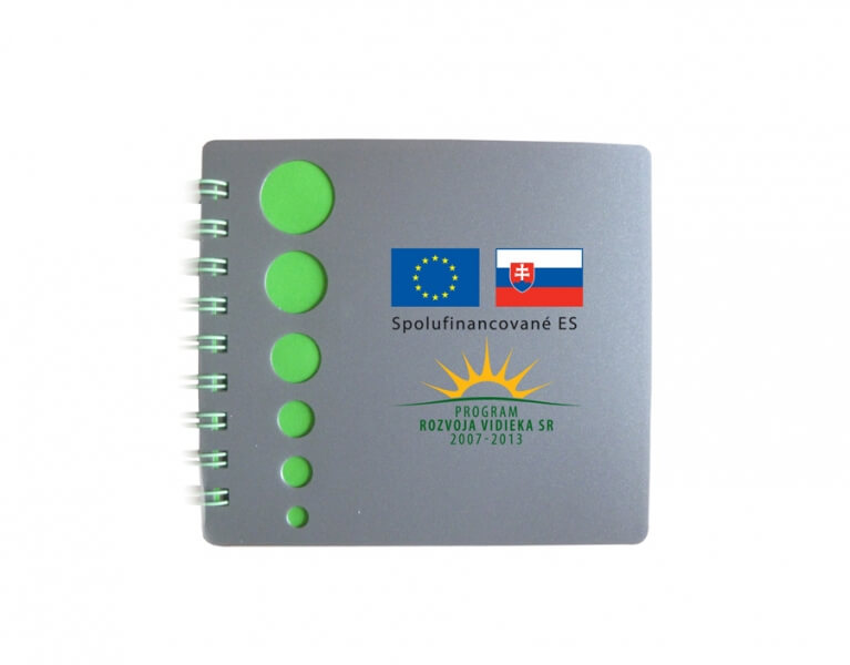 Tampónová potlač logo Program rozvoja vidieka SR na poznámkový blok