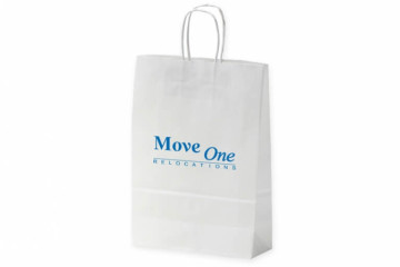 Sítotisk logo Move on na papírovou tašku Sitotisk logo Move on na papirovou tasku
