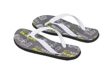 Sublimacia logo Jumping Luzern.ch na plazove slapky