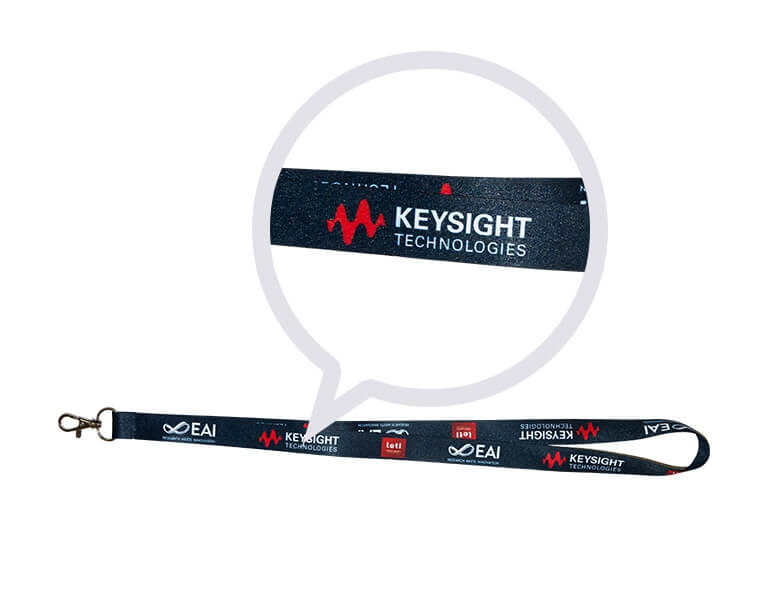 Sublimacia logo Keysight na snurku na krk