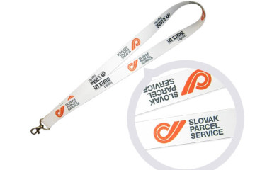 Sublimacia logo Slovak parcel service na snurku na krk