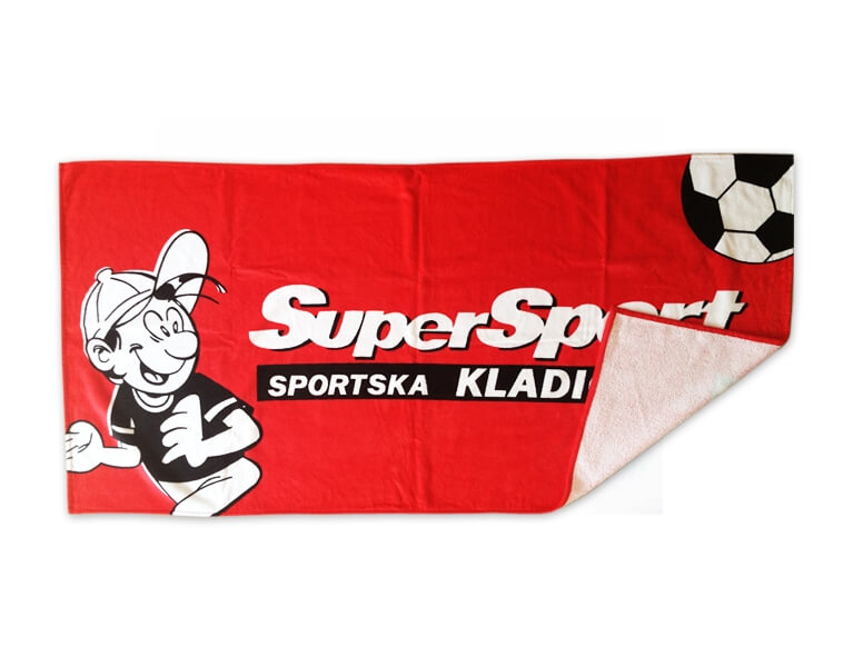 Sublimacia logo Super Sport na uterak