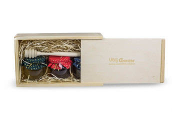 Gravirovanie laserom logo Ura Gabria do drevenej skatule