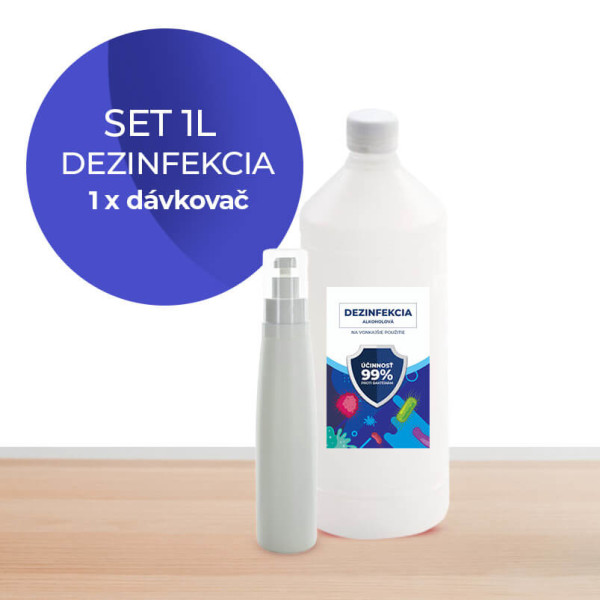 Set 1L láhve alkoholové dezinfekce s 200 ml dávkovačem