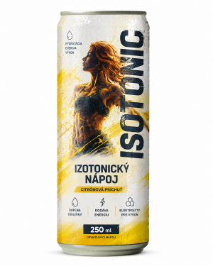 Izotonický citrónový nápoj v plechovce 250 ml — různé barvy