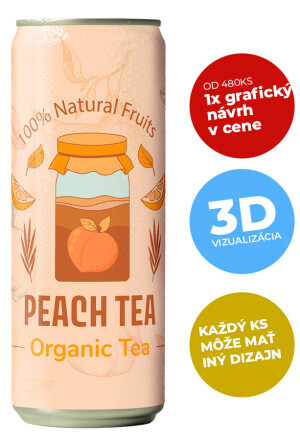 Broskvový ledový čaj v plechovce 250 ml - Reklamnepredmety