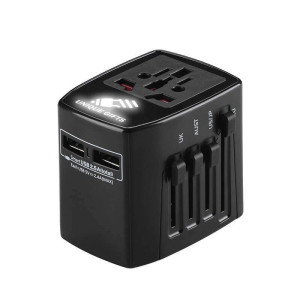 UNIVERZÁLNÍ CESTOVNÍ ADAPTÉR SE 2 USB VÝSTUPY A MOŽNOSTÍ LED LOGA