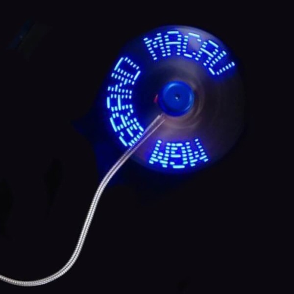 LED USB větráček se svítícím textem