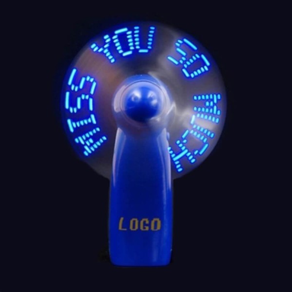Přenosný LED větráček se svítícím textem či logem