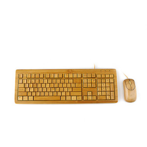 Sada - bambusová myš a klávesnice s kabelem - Reklamnepredmety