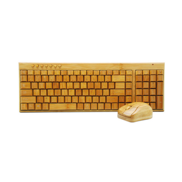 EKO bezdrátová sada z bambusu - QWERTY klávesnice s myší