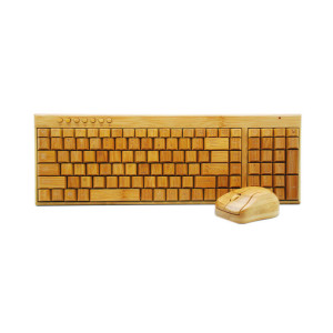 EKO bezdrátová sada z bambusu - QWERTY klávesnice s myší - Reklamnepredmety