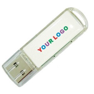 Transparentní plastový USB flash disk s logoprintem - Reklamnepredmety