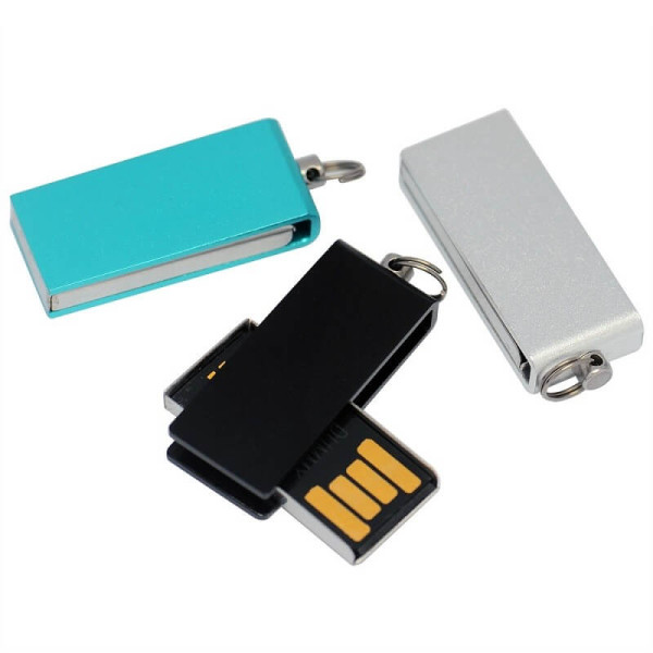 Kovový mini USB flash disk s otočnou krytkou v zářivých barvách