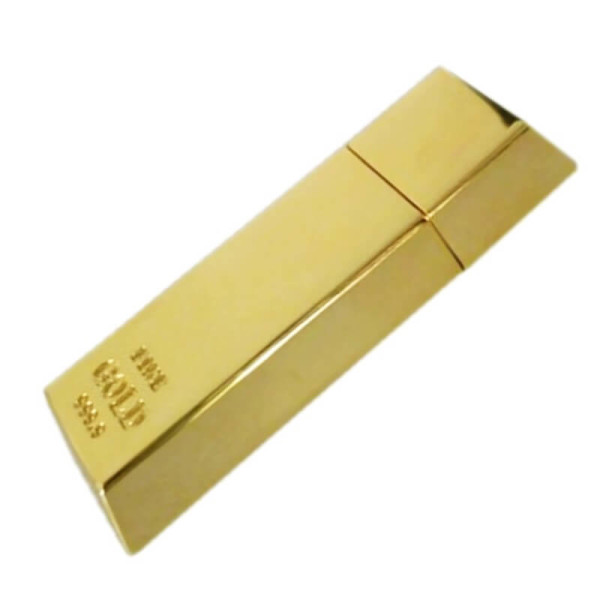 Kovový USB flash disk s víčkem - zlatá cihla