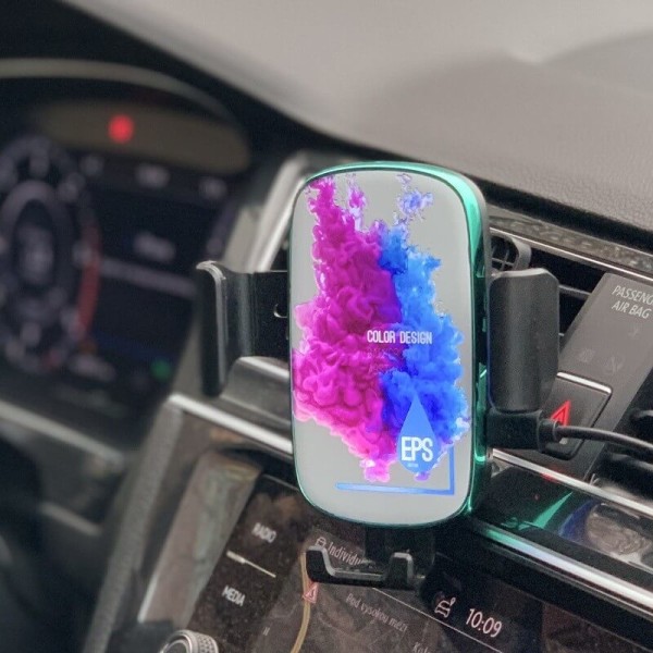 Moderní bezdrátový držák na mobil do auta se svítícím LED logem