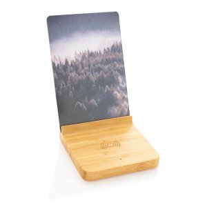 Bambusový fotorámeček s bezdrátovou nabíječkou 5W - Reklamnepredmety