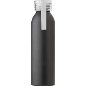 Černá hliníková láhev s barevným uzávěrem, 650 ml - Reklamnepredmety