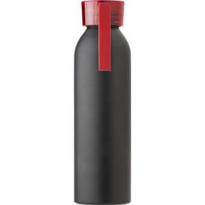 Černá hliníková láhev s barevným uzávěrem, 650 ml - Reklamnepredmety
