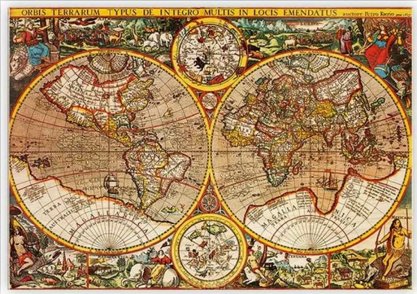 Dřevěný obraz Antique Maps