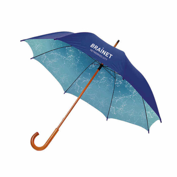23" deštník s dřevěnou rukojetí, plnobarevně potisknutelný