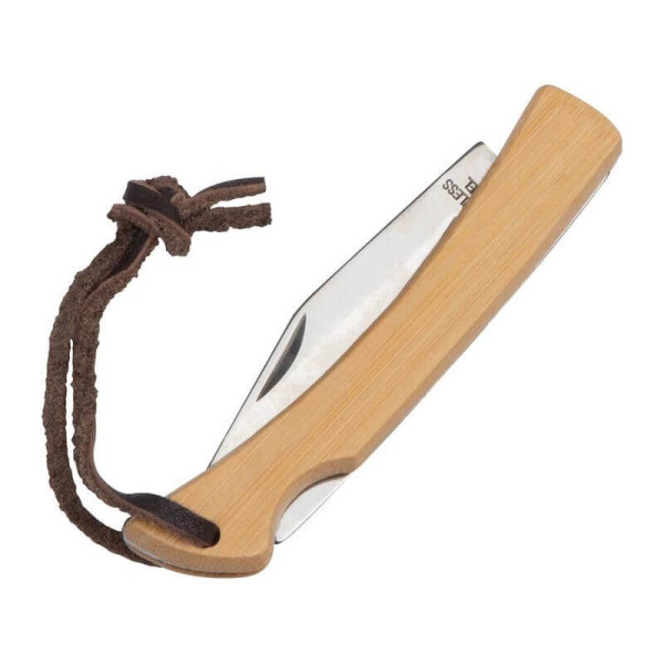Kapesní nůž s bambusovým povrchem a poutkem na zavěšení