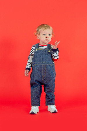 Dětské kalhoty na kšandy riflové - Reklamnepredmety