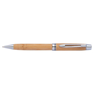 Dřevěné kuličkové pero s kovovými aplikacemi - Reklamnepredmety