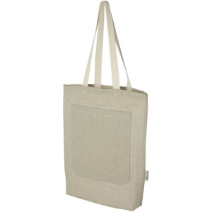 Nákupní taška s gramáží 150 g/m² z recyklované bavlny s přední kapsou o objemu 9 litrů Pheebs - Reklamnepredmety