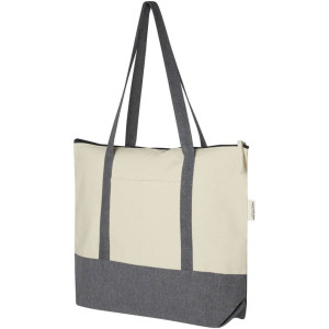 Nákupní taška na zip z recyklované bavlny s gramáží 320 g/m² o objemu 10 litrů Repose - Reklamnepredmety