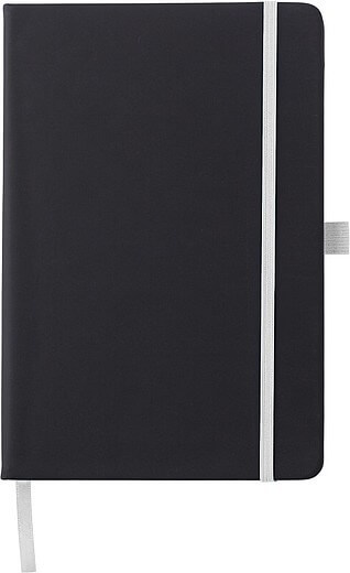 BARTAMUR Černý zápisník A5 s tvrdými deskami a barevnou gumičkou