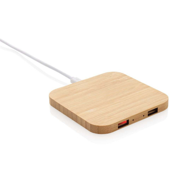 Bezdrátová nabíječka 10W s USB z FSC® bambusu
