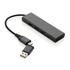 USB rozbočovač Terra z RCS recykl. hliníku - Reklamnepredmety