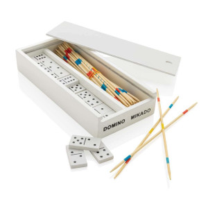 FSC® dřevěná sada domino/mikádo v krabičce - Reklamnepredmety