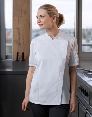 Moderní dámský kuchařský rondon s krátkými rukávy - Reklamnepredmety