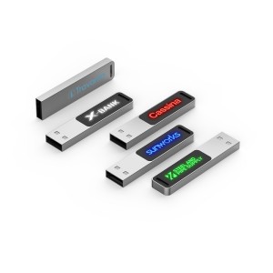 Slim mini kovový USB 2.0 / 3.0 flash disk s LED logem - Reklamnepredmety