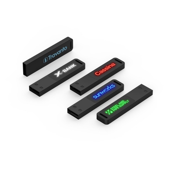 Slim mini kovový USB 2.0 / 3.0 flash disk s LED logem