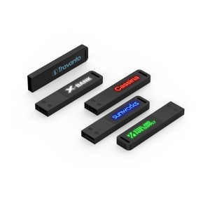 Slim mini kovový USB 2.0 / 3.0 flash disk s LED logem - Reklamnepredmety