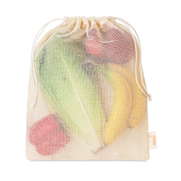 Síťovaná bavlněná taška na potraviny s vlastní etiketou
