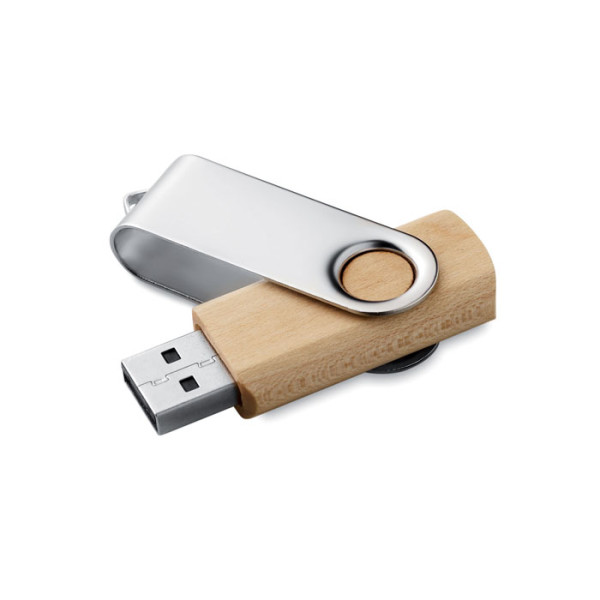 Dřevěné USB s otočným kovovým krytem s potiskem nebo gravírováním