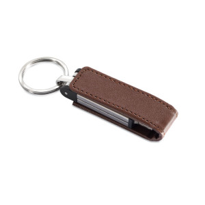 Kovový USB flash disk s koženým pouzdrem - Reklamnepredmety