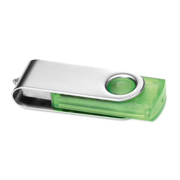 Průhledný USB flash disk s ochranným kovovým krytem, potisk v ceně