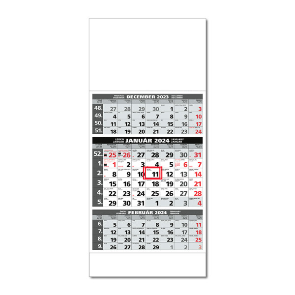 Plánovací kalendář STANDARD 3M šedý 2024